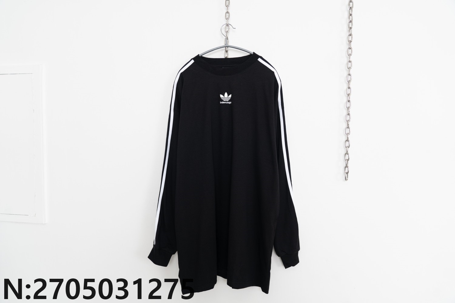 [사슬공장] 발렌시아가 아디다스 로고 프린트 긴팔티 블랙 balenciaga adidas