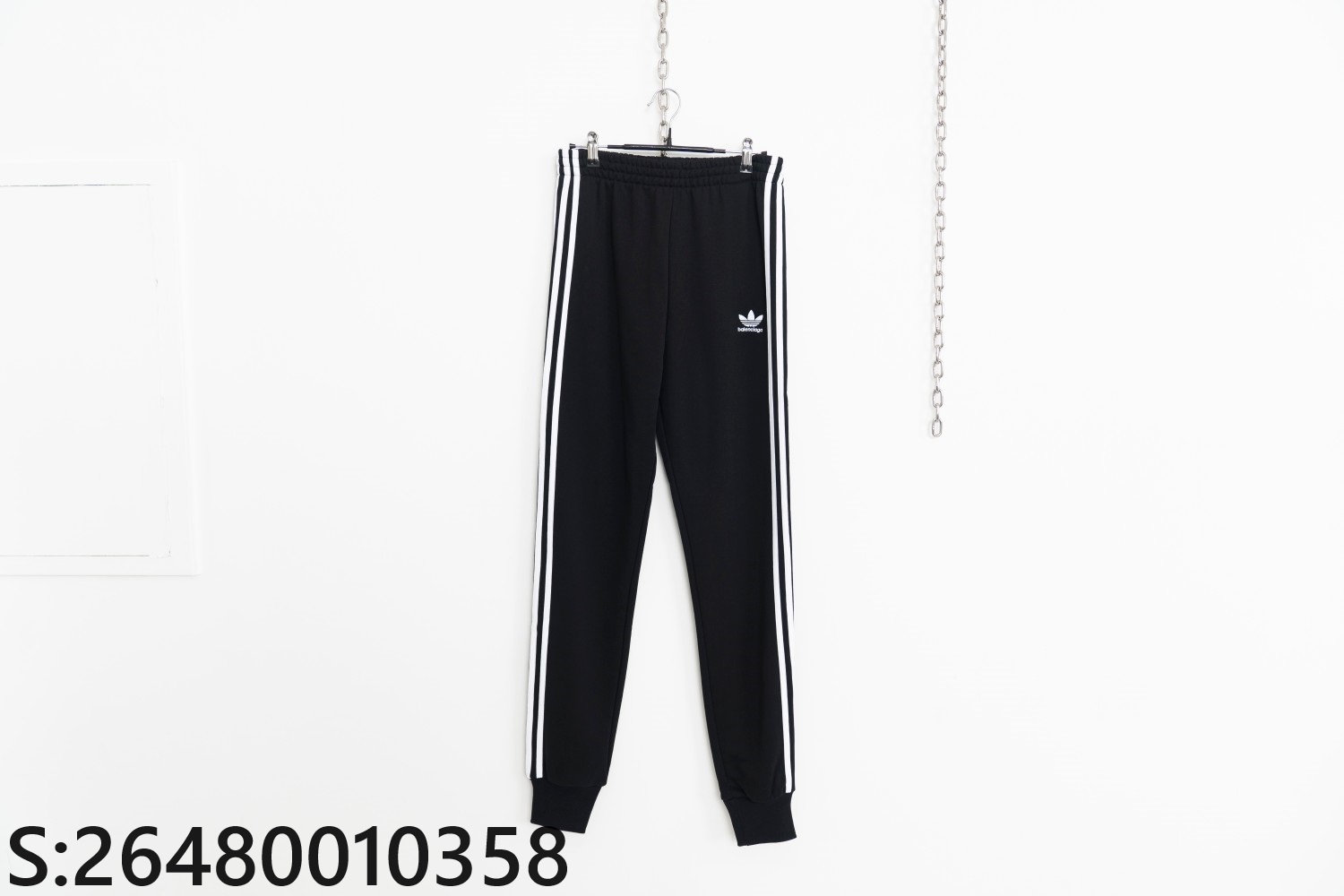 [사슬공장] 발렌시아가 아디다스 흰색 로고 모노그램 팬츠 블랙 balenciaga adidas