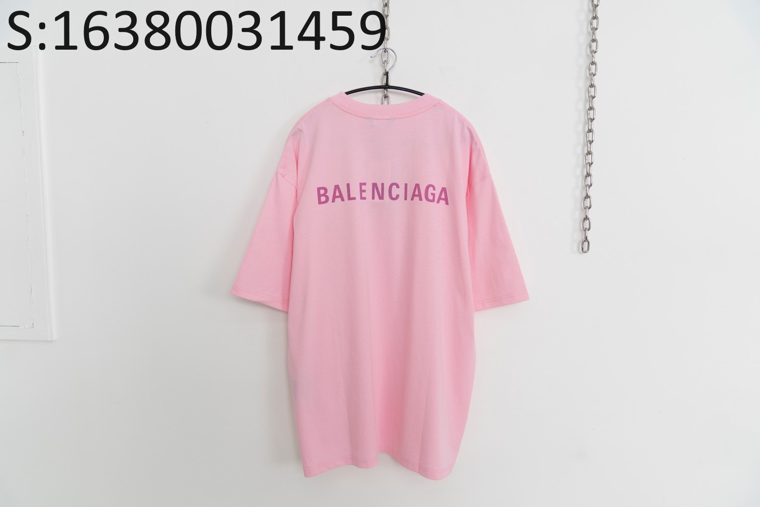 [사슬공장] 발렌시아가 핑크 모노그램 프린트 반팔티 핑크 balenciaga