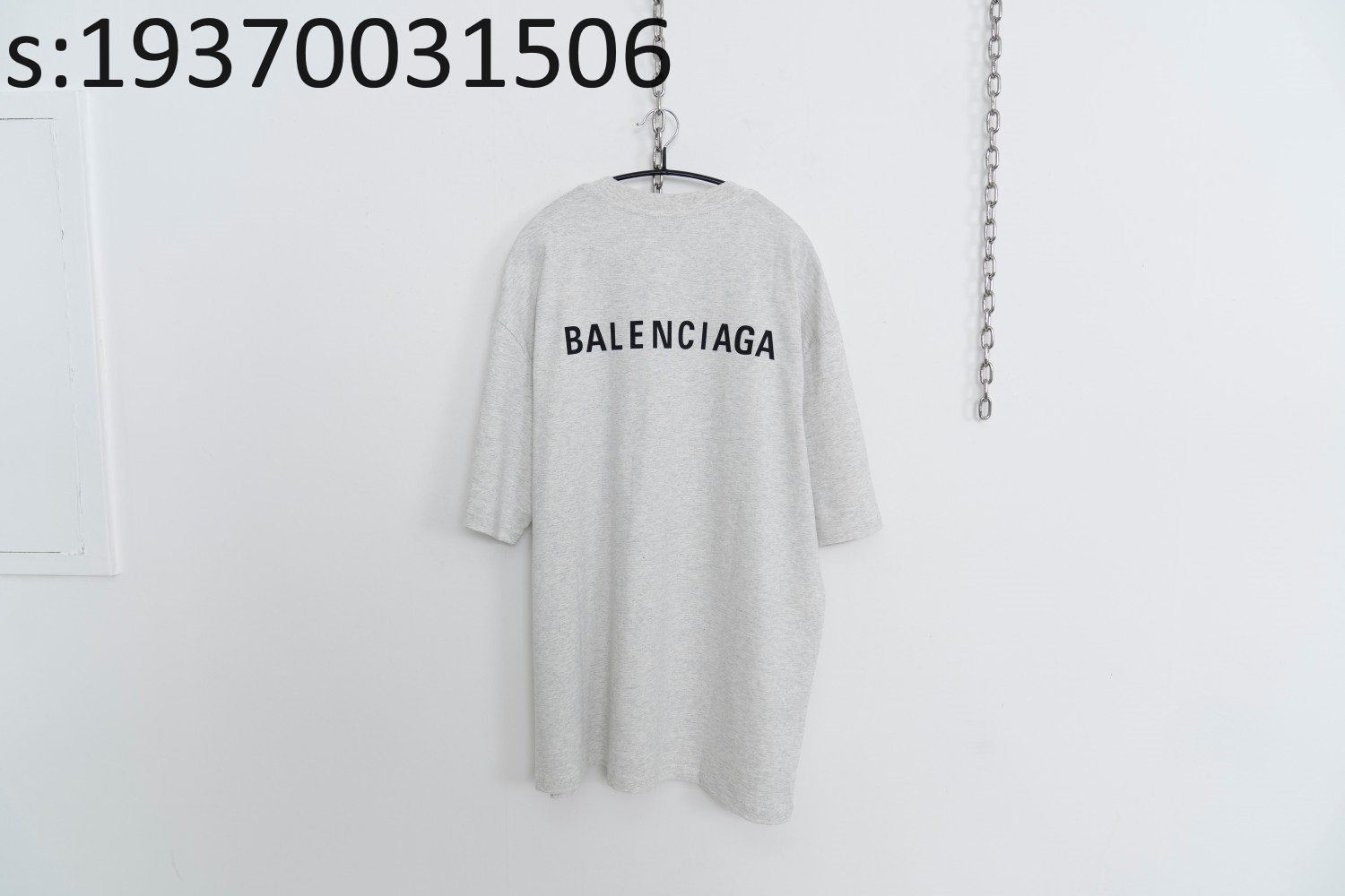 [사슬공장] 발렌시아가 검정 모노그램 프린트 반팔티 그레이 balenciaga