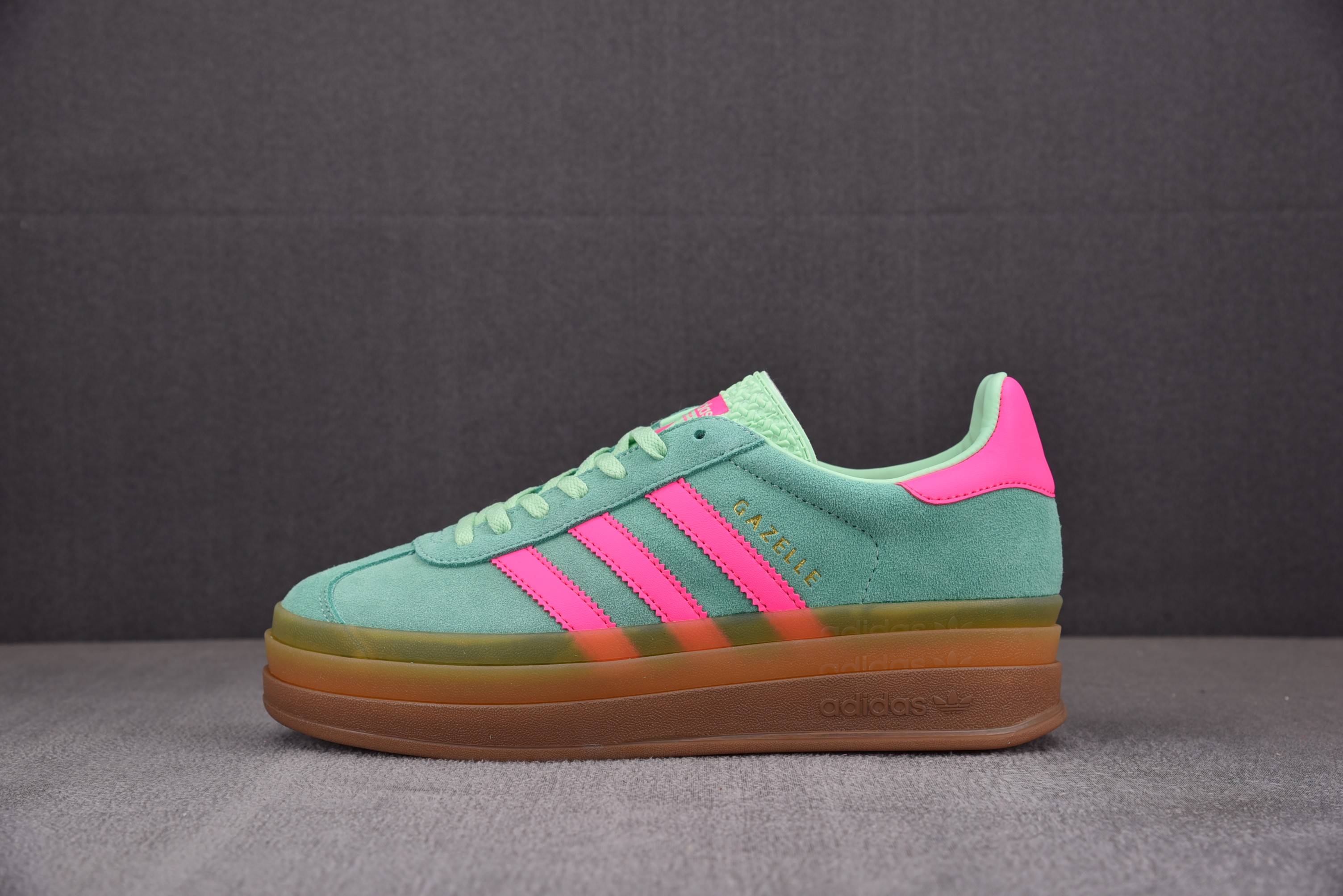 【纯原】W Ad Originals Gazelle Bold 厚底 绿粉棕 H06125