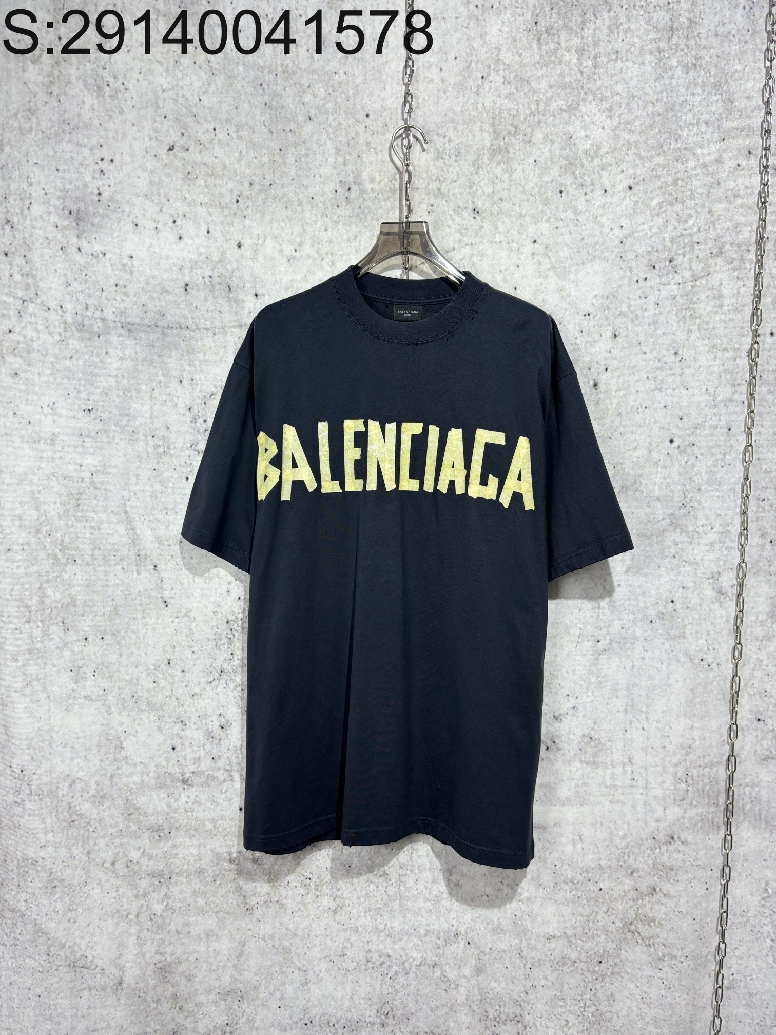 [사슬공장] 발렌시아가 23SS 테이프 모노그램 반팔티 블랙 balenciaga