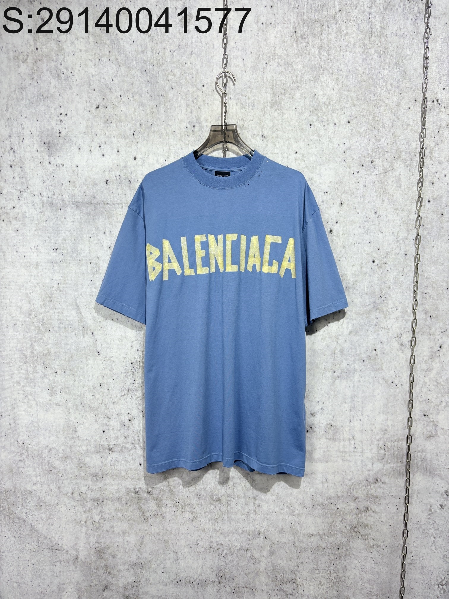 [사슬공장] 발렌시아가 23SS 테이프 모노그램 반팔티 블루 balenciaga