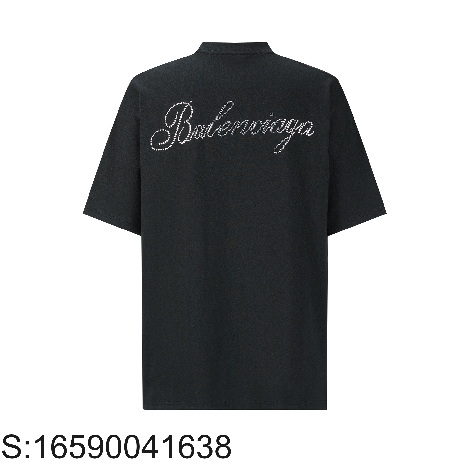 [잔디집2] 발렌시아가 뒷면 큐빅 모노그램 순색 반팔티 블랙 balenciaga