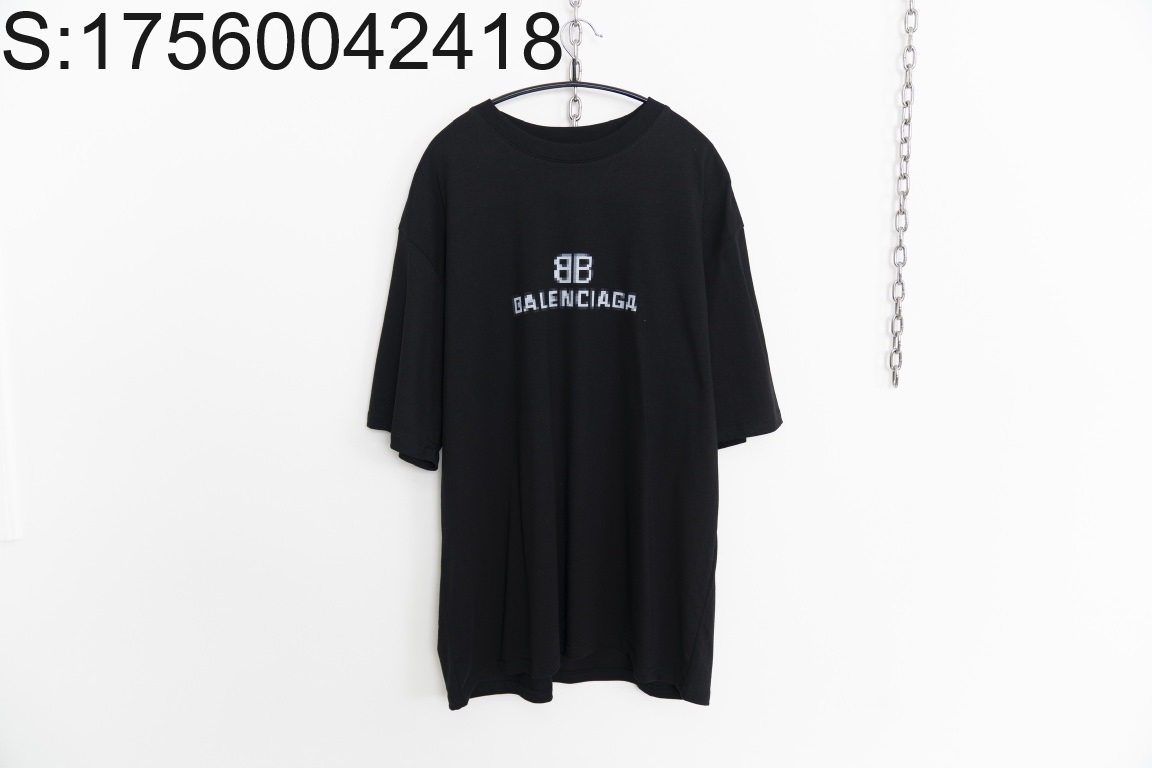 [사슬공장] 발렌시아가 BB 모노그램 모자이크 반팔티 블랙 balenciaga