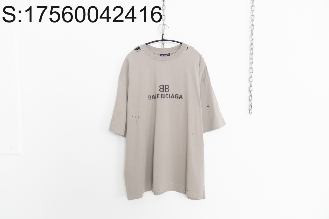 [사슬공장] 발렌시아가 BB 모노그램 모자이크 반팔티 그레이 balenciaga