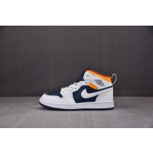 에어 조던 1 미드 Air Jordan 1 Mid（GS）아동 블루 화이트 오랜지 640734-131