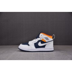 에어 조던 1 미드 Air Jordan 1 Mid（GS）아동 블루 화이트 오랜지 640734-131