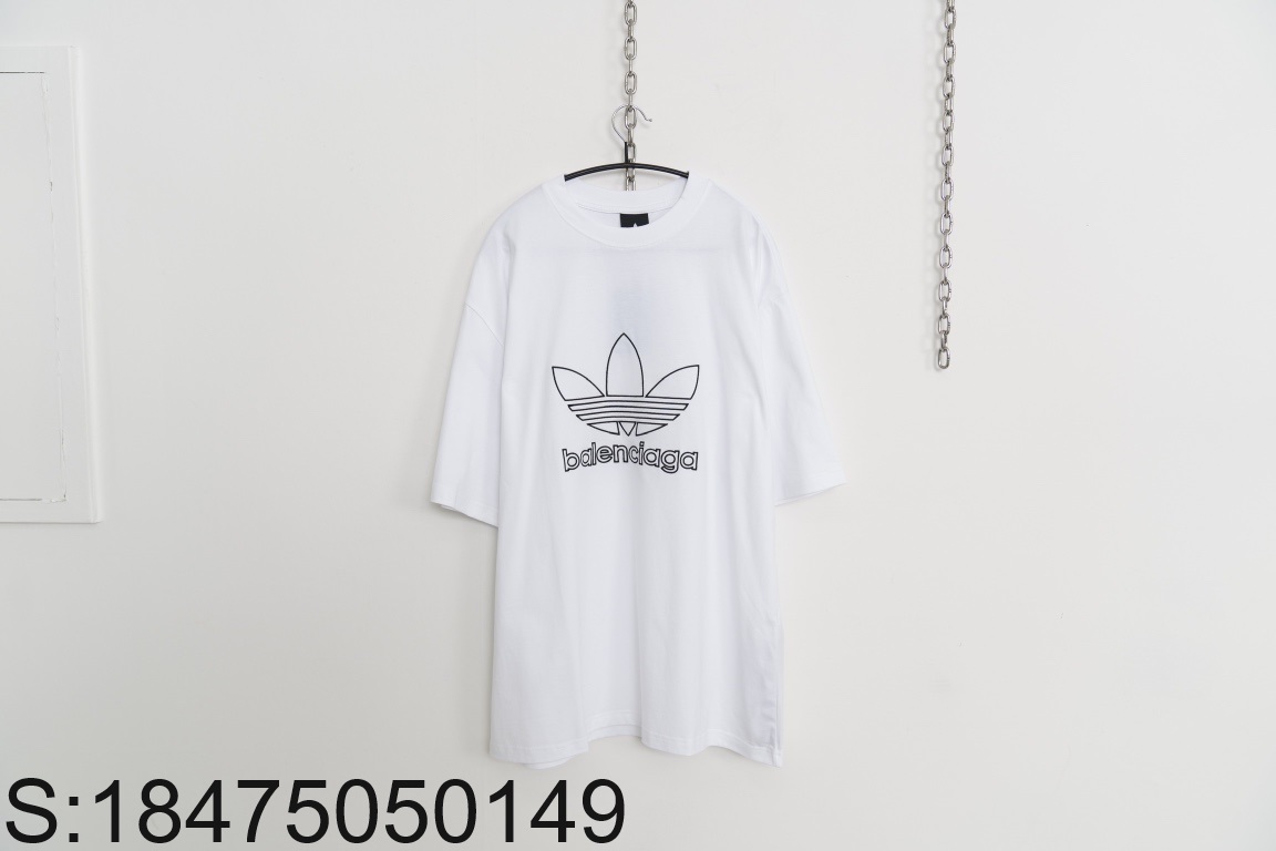 [사슬공장] 발렌시아가 아디다스 23SS 로고 자수 반팔티 화이트 balenciaga adidas