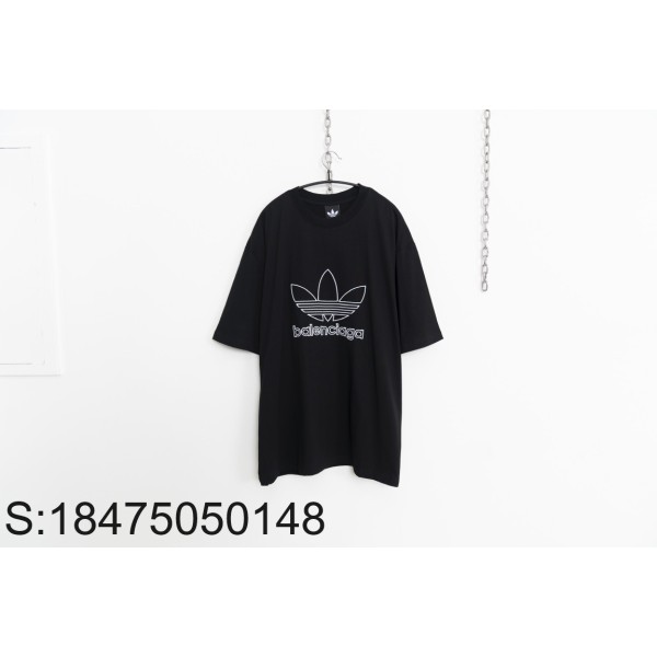 [사슬공장] 발렌시아가 아디다스 23SS 로고 자수 반팔티 블랙 balenciaga adidas