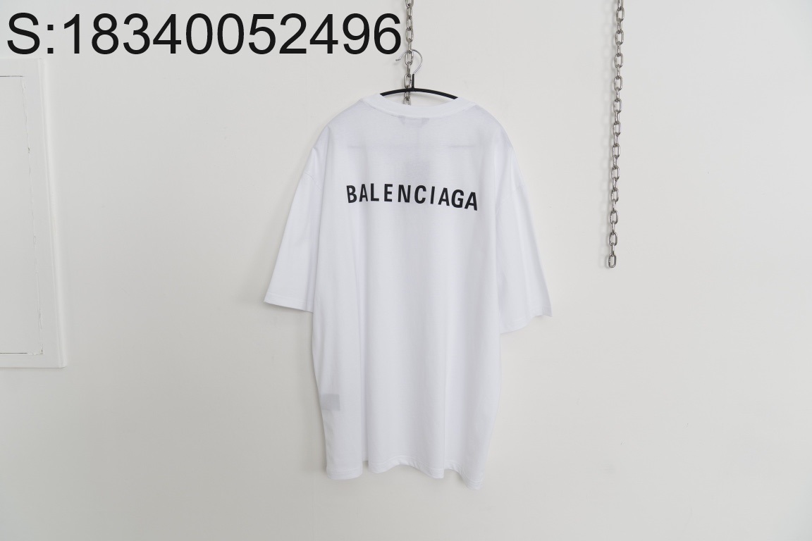 [사슬공장] 발렌시아가 검정 모노그램 프린트 반팔티 화이트 balenciaga