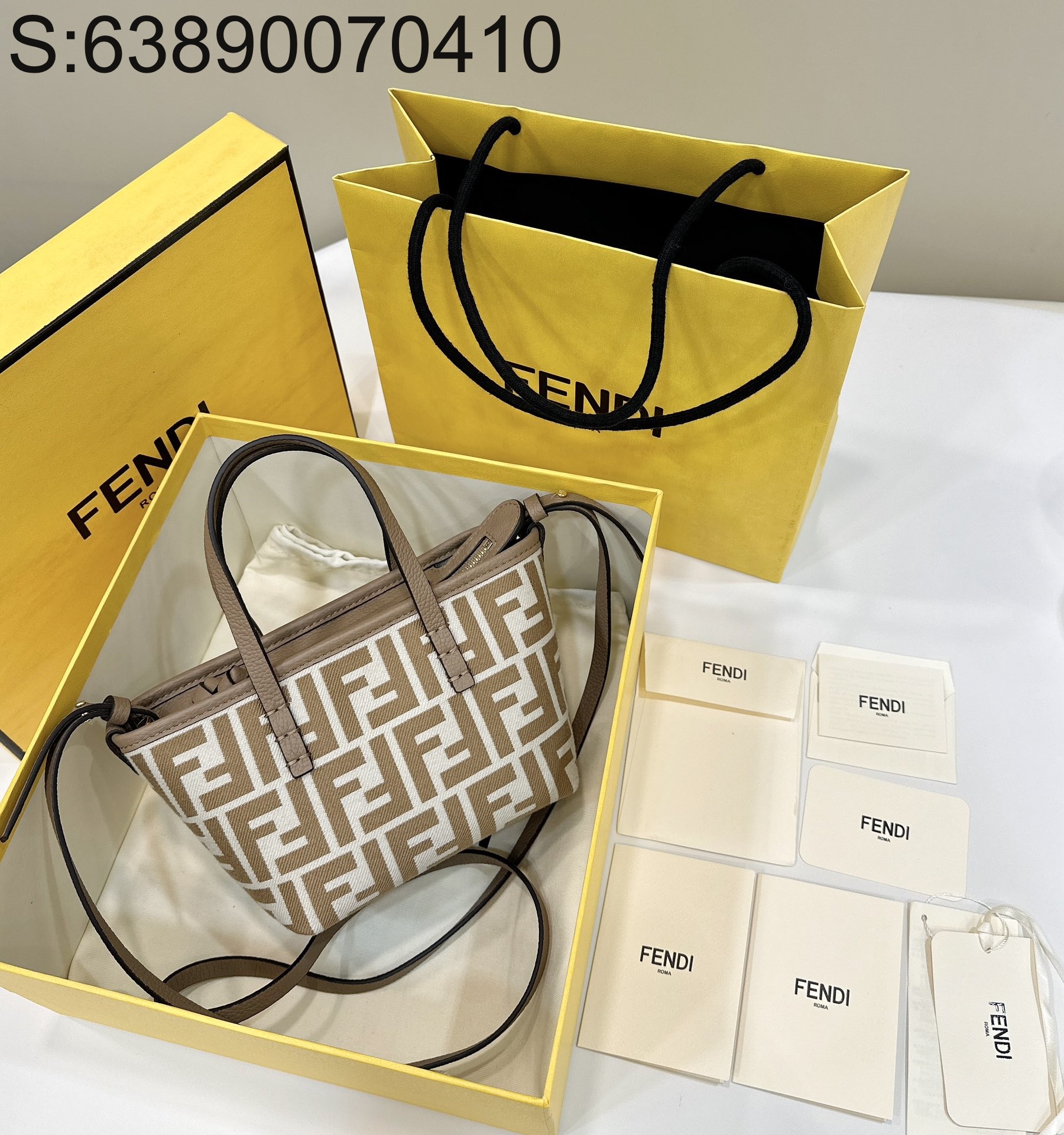 [니콜] 펜디 FF로고 미니 롤 토트백 8BS096 15.5*11*13cm 베이지 Fendi