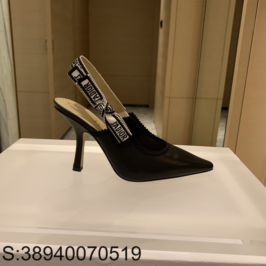 [QR 5009] 디올 소가죽 J'ADior  펌프스 슬링백 힐 블랙 9.5cm Dior