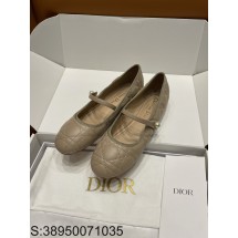 [A1] 디올 24SS 양가죽 퀼팅 플랫 발레리나 슈즈 다크 베이지 Dior