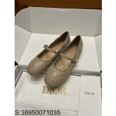 [A1] 디올 24SS 양가죽 퀼팅 플랫 발레리나 슈즈 다크 베이지 Dior