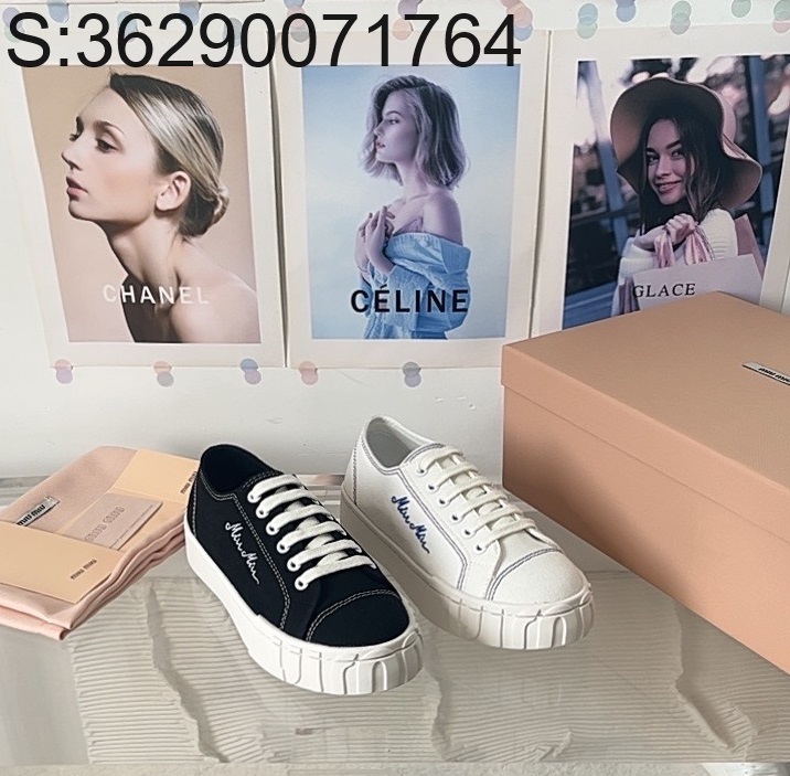 [327] 미우미우 24SS 윙팁 캐쥬얼 캔버스 스니커즈 2컬러 3cm miumiu