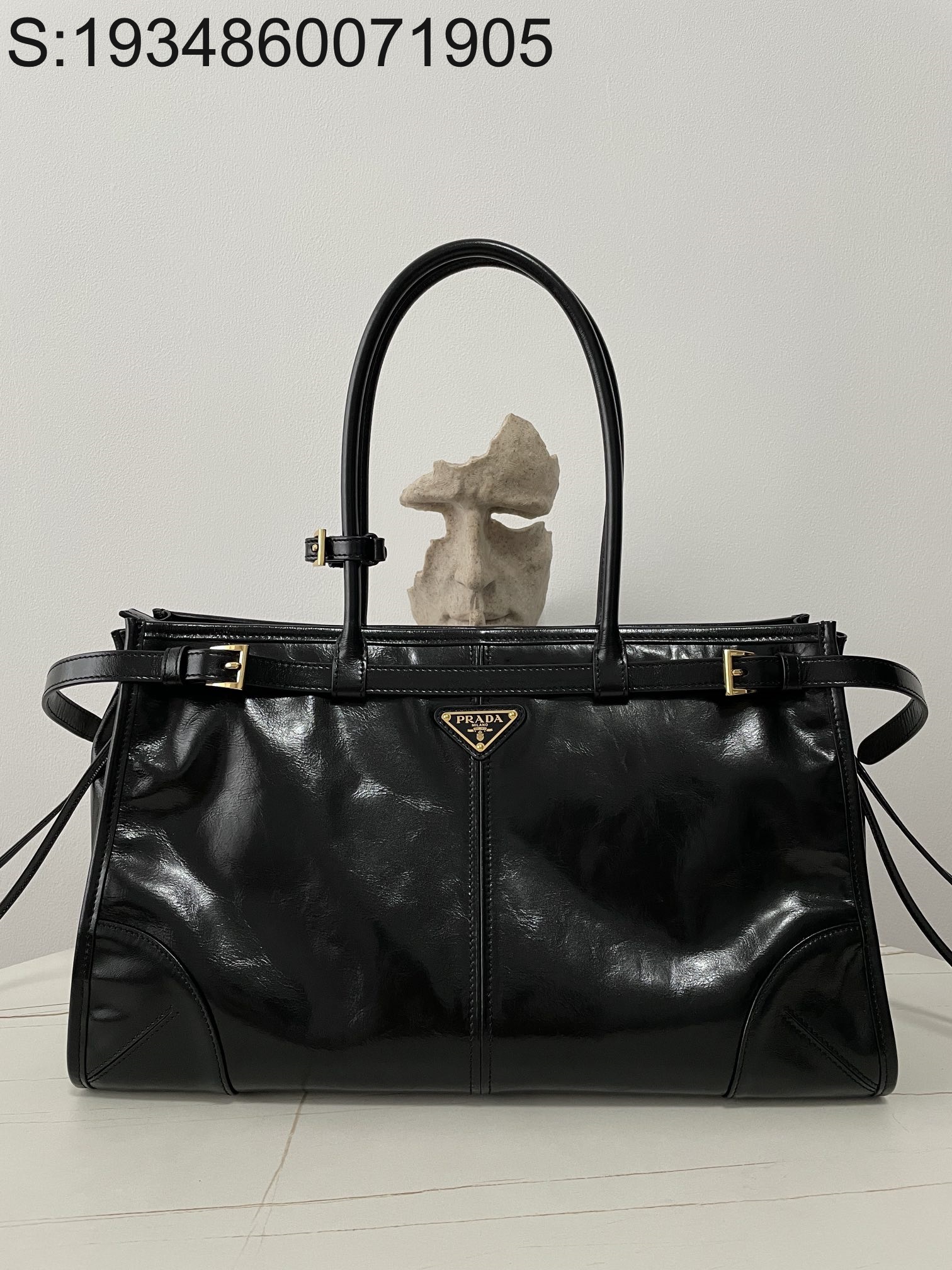 black frame 공장 프라다 핸드백 1BA433 38*24*12cm 블랙 Prada