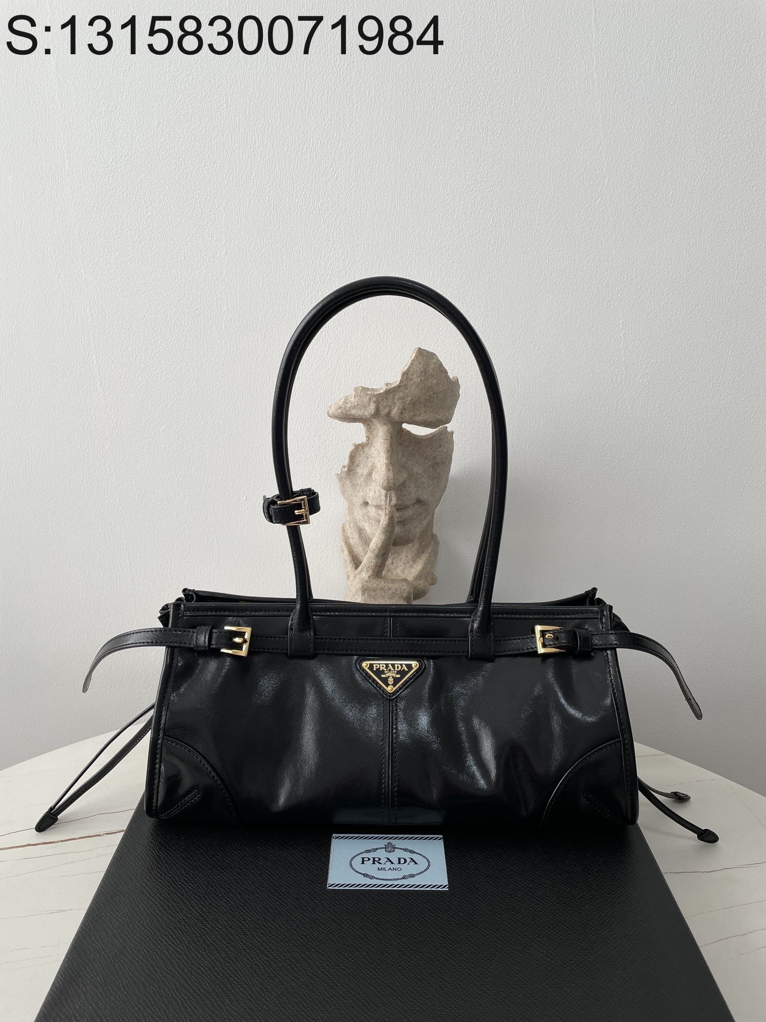 black frame 공장 프라다 미듐 핸드백 1BA426 32*15.5*12cm 블랙 Prada