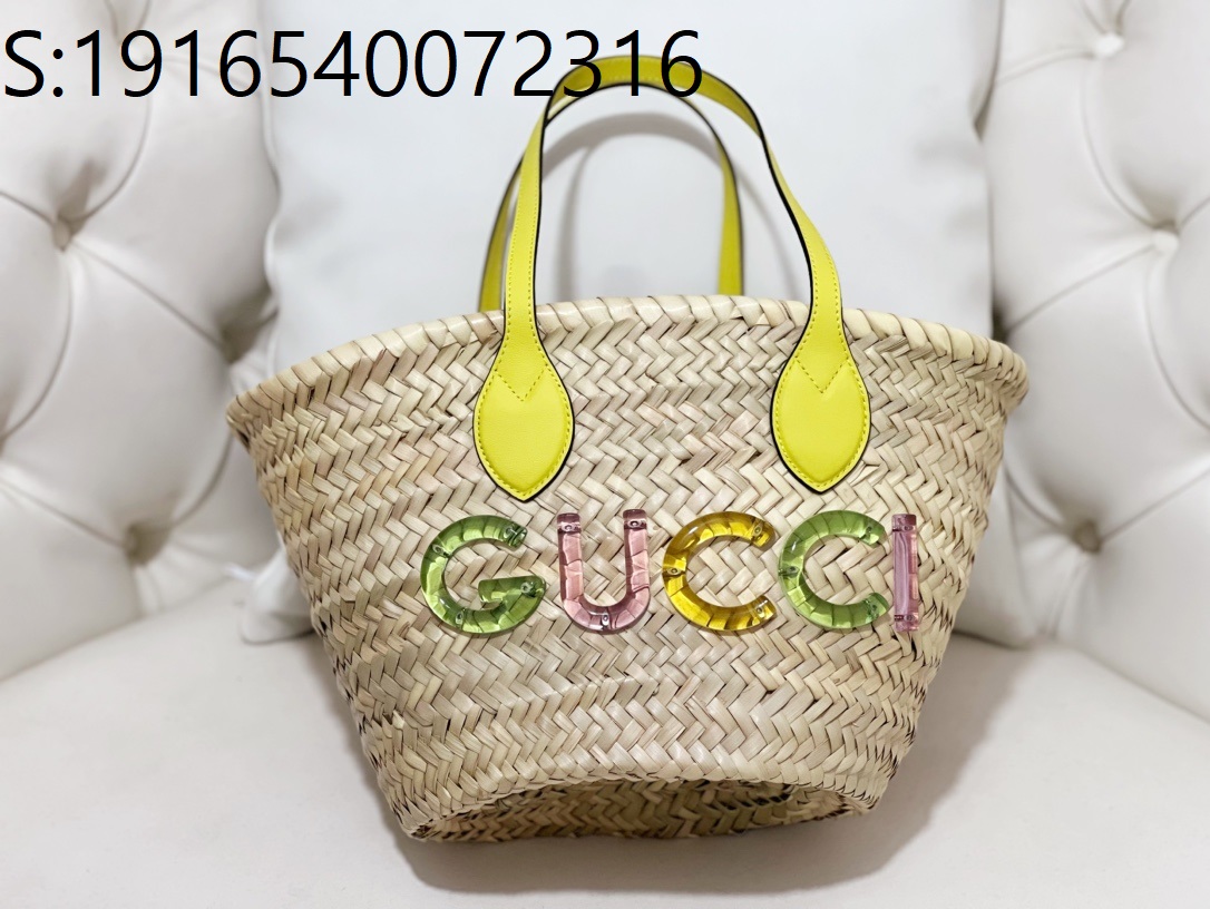 [JHL] 구찌 모노그램 스트로우 토트백 792381 20.5*19.5*13cm 옐로우 Gucci