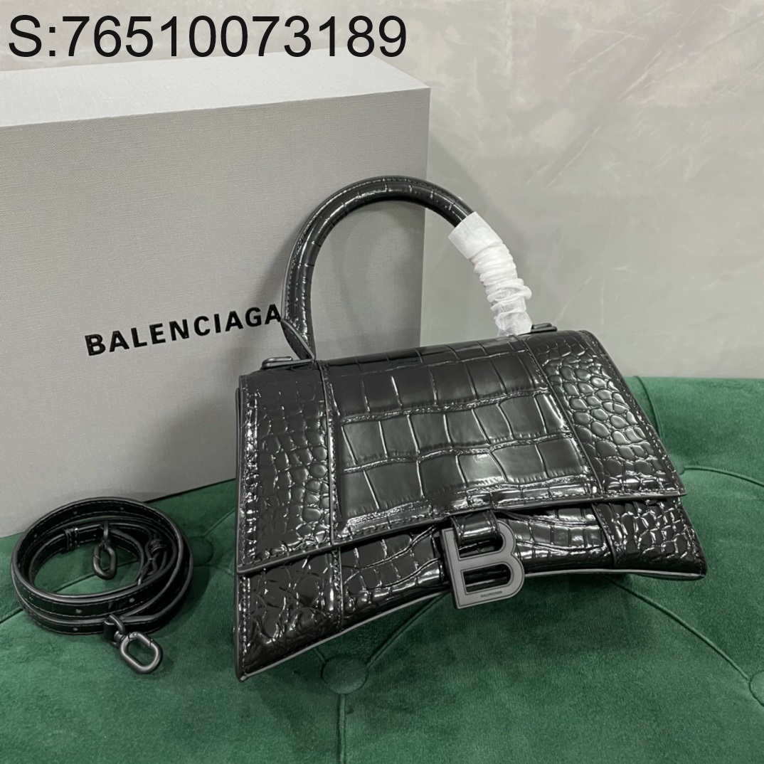 [dxg] 발렌시아가 아워글래스 악어무늬 핸들백 토트백 블랙 B 23cm balenciaga