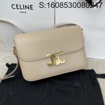 JXG 셀린느 가죽 골드 로고 트리옹프백 미듐 22.5*16.5*7.5cm 베이지 Celine