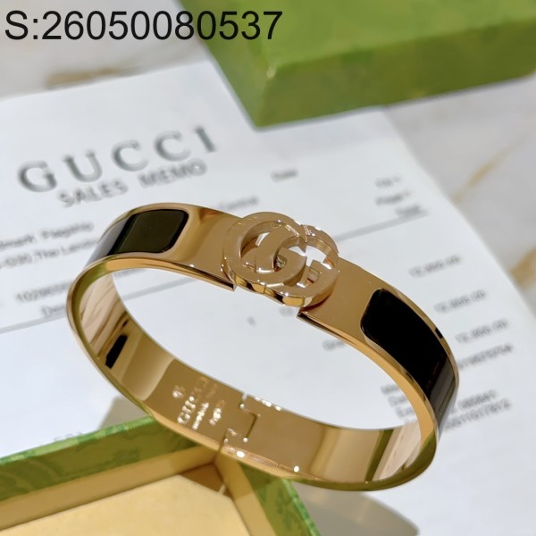 AGG 구찌 골드 GG로고 배색 팔찌 블랙 Gucci