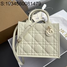 [JHL] 디올 레더 퀼팅 북 토트백 스몰 26.5*21*14cm 아이보리 Dior