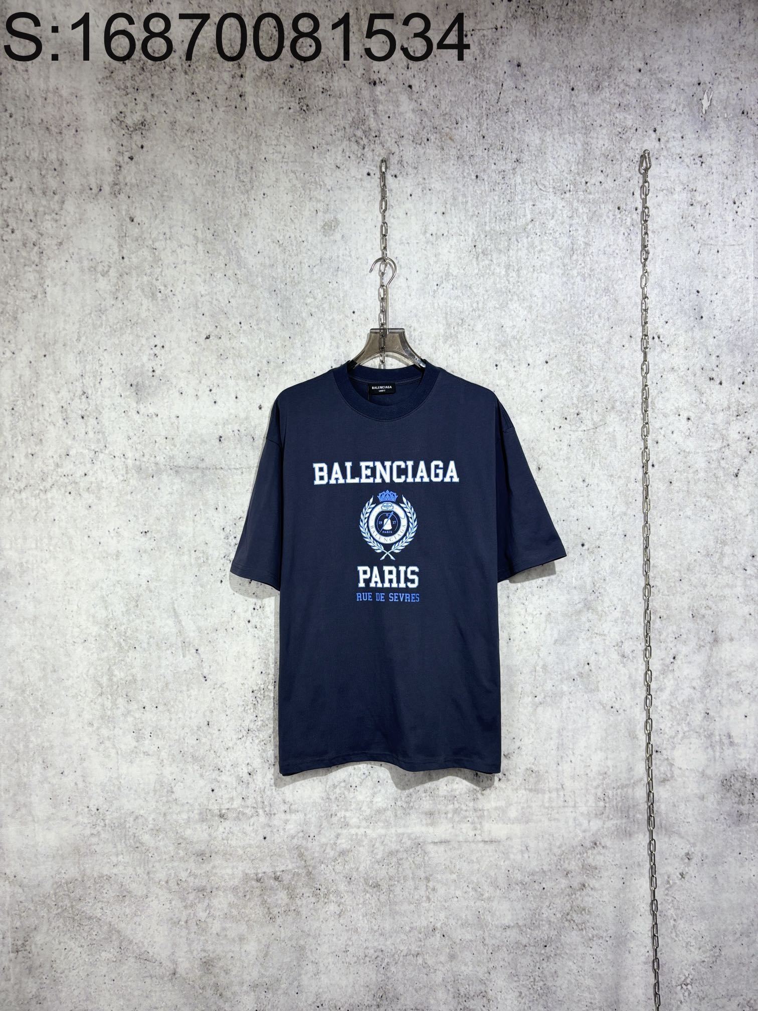 [사슬공장] 발렌시아가 모노그램 파리스 1917 반팔티 네이비 balenciaga