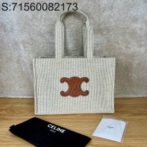 JXG 셀린느 스트라이프 카바스 토트백 40*30*16cm 라이트 베이지 라지 Celine