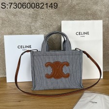 JXG 셀린느 스몰 카바스 타이스 스트라이프 텍스타일 네이비 블루 25*18.5*13cm 