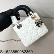 [JHL] 디올 서머 레이디 배색 토트백 17*15*7cm 화이트 Dior