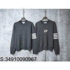 [사슬공장2] MKA202A 톰브라운 라운드넥 흰색 사선 니트 그레이 Thombrowne