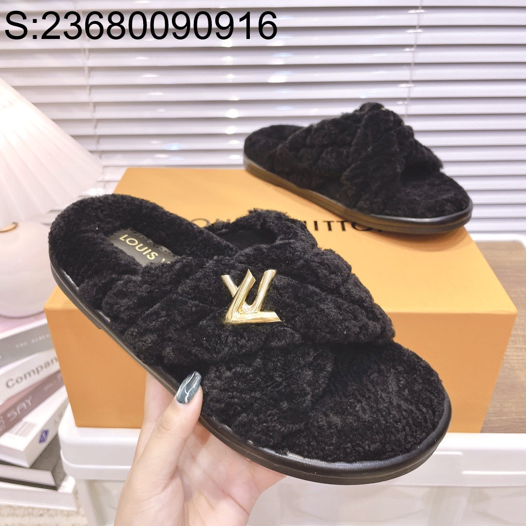 [152] 루이비통 LV 양털 퀼팅 X 슬리퍼 블랙 LOUIS VUITTON