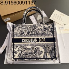 [JHL] 디올 북 동물 자수 쇼퍼백 토트백 26.5*21*14cm 스몰 네이비 Dior