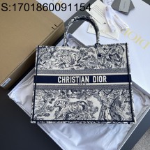 [JHL] 디올 북 동물 자수 쇼퍼백 토트백 42*35*18.5cm 라지 네이비 Dior