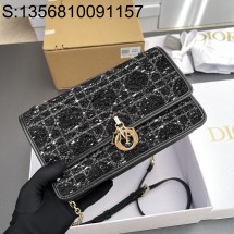 [JHL] 디올 미스 데이지 체인 백 스몰 블랙 24*15.5*7cm Dior