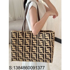 [니콜] 펜디 롤 라피아 크로셰 쇼퍼백 35*19*31cm Fendi