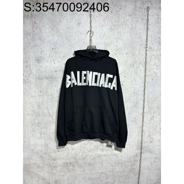 [사슬공장] 발렌시아가 금속 테이프 모노그램 후드티 블랙 balenciaga