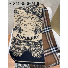 AGG 버버리 캐시미어 승마 체크 양면 스카프 210*50cm 다크 브라운 burberry