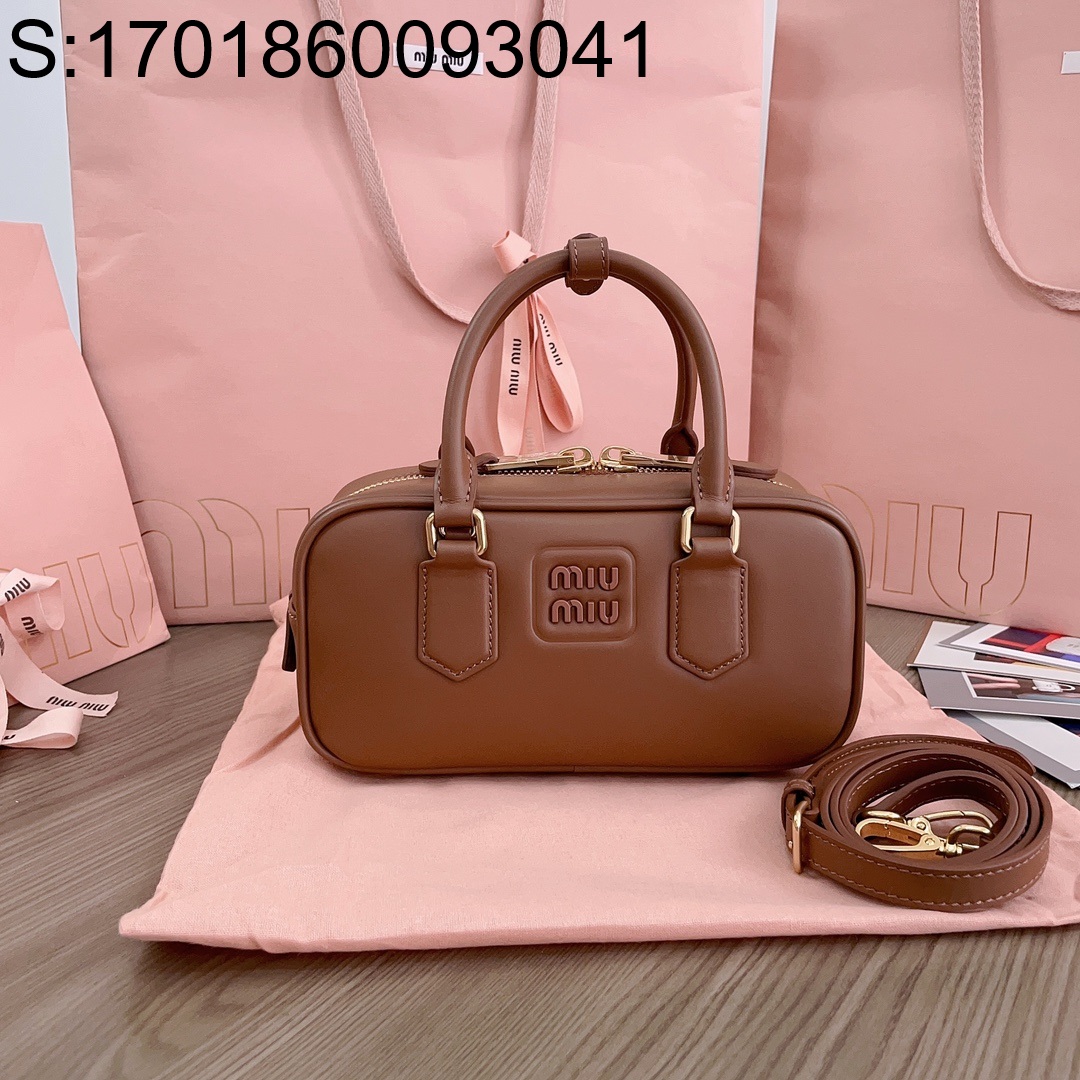 [JHL] 미우미우 레더 아르카디 토트백 5BB142 22*10.5*7.5cm 브라운 miumiu