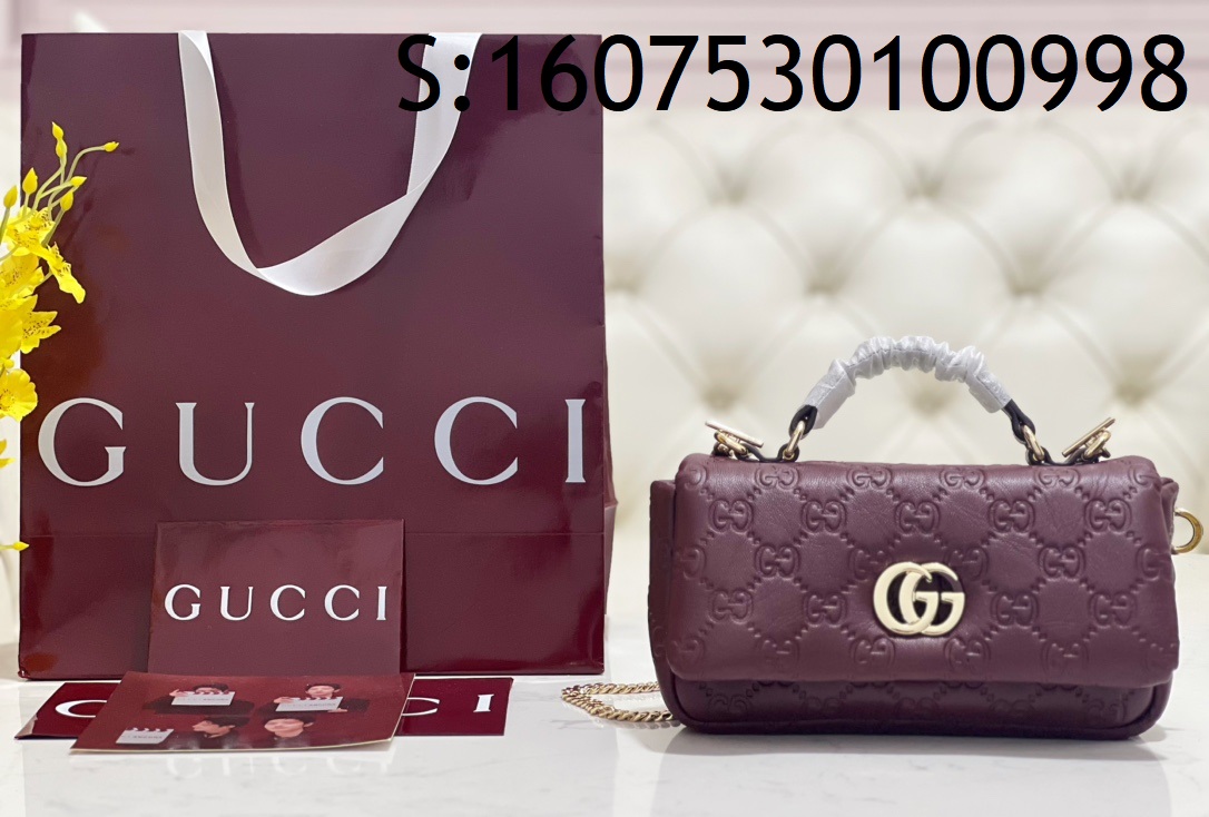 [JHL] 구찌 엠보 로고 밀라노 숄더백 806017 21*12.5*4.5cm 와인 Gucci