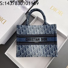 [JHL] 디올 스몰 북 토트백 데님 오블리크 자카드 블루  M1265 26.5*21*14cm  