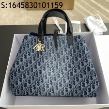 [JHL] 디올 라지 뚜주흐 백 블루 데님 디올 오블리크 자카드 M2820 37*27*19cm 
