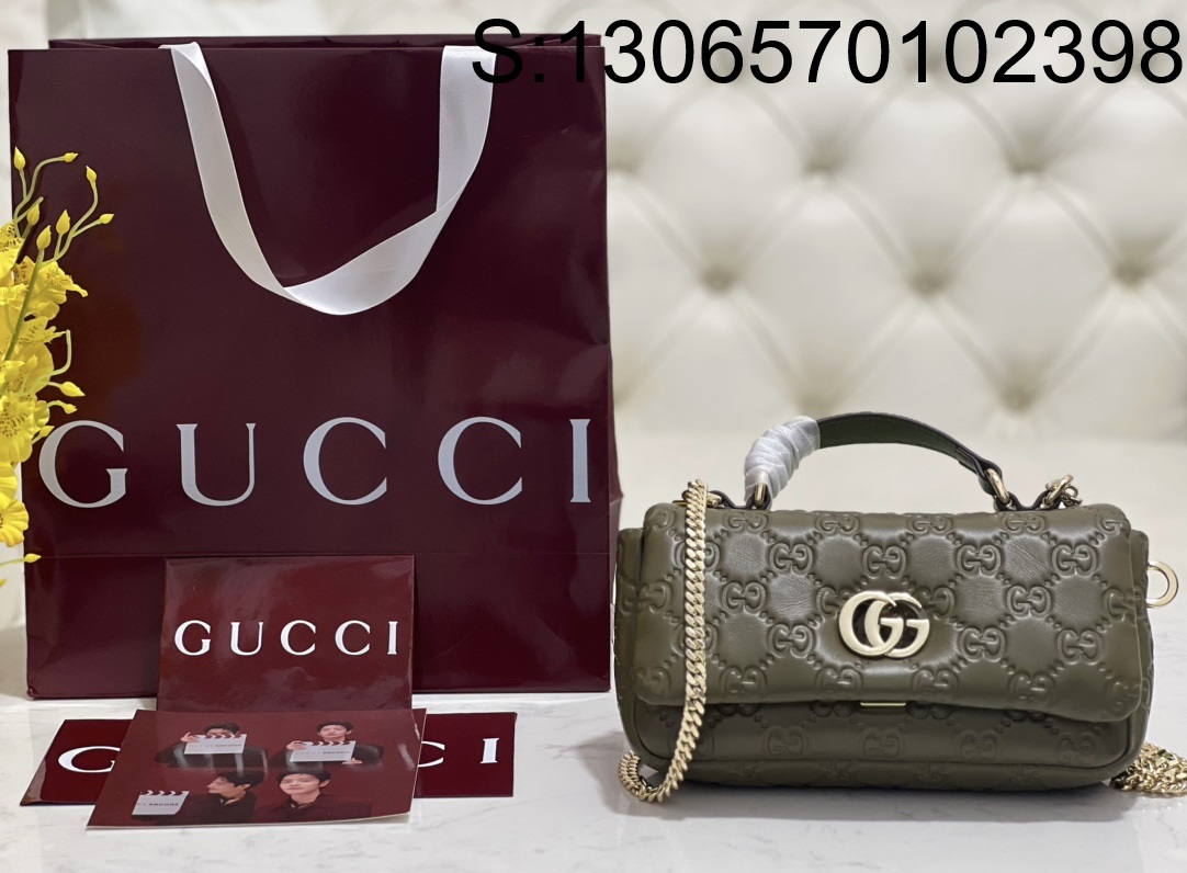 [JHL] 구찌 엠보 로고 밀라노 숄더백 올리브 806017 21*12.5*4.5cm Gucci