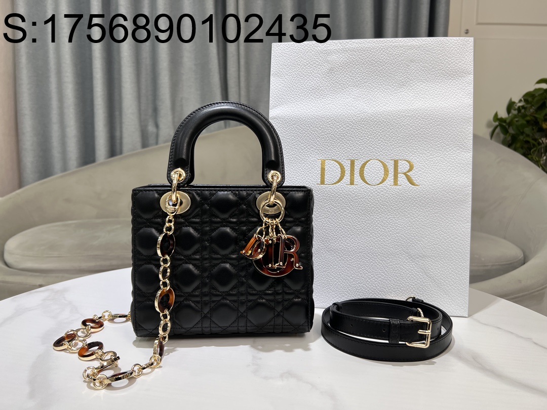 [JHL] 디올 대모 모노그램 양가죽 레이디 스몰 M0531 블랙 20*17*8cm  Dior