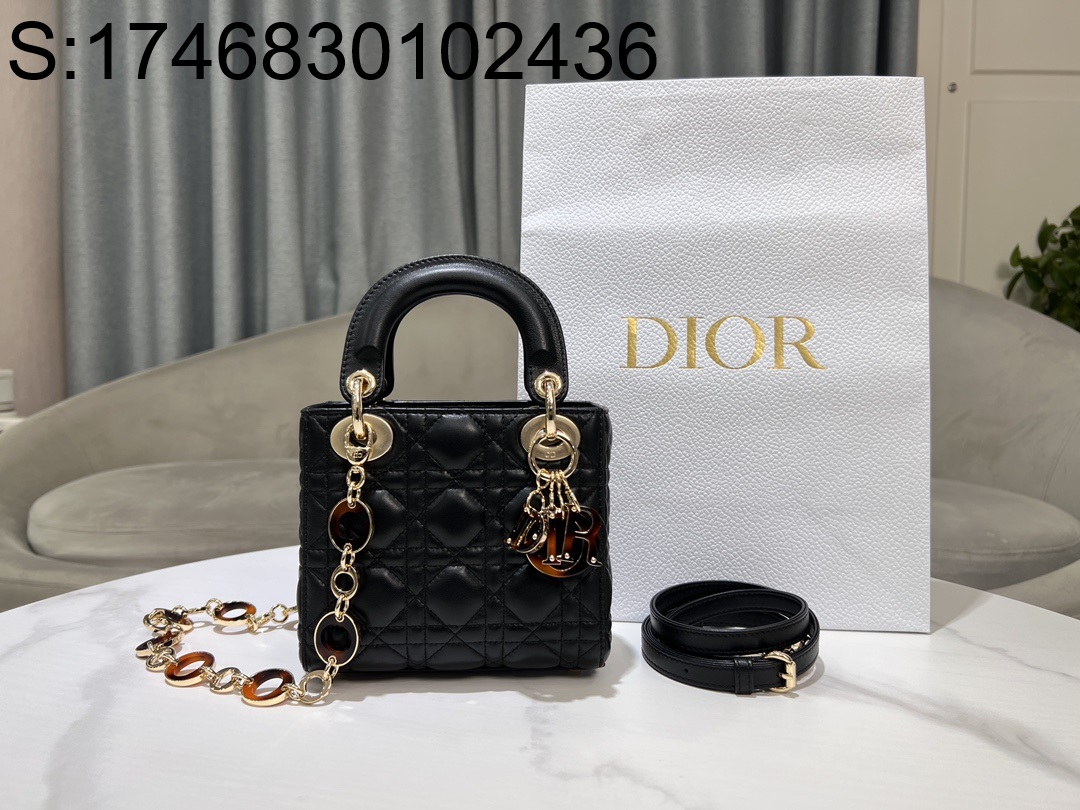 [JHL] 디올 대모 모노그램 양가죽 레이디 미니 M0531 블랙 17*15*7cm Dior