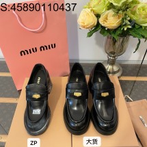 [DXJ] 미우미우 모노그램 가죽 통굽 로퍼 블랙 7cm miumiu