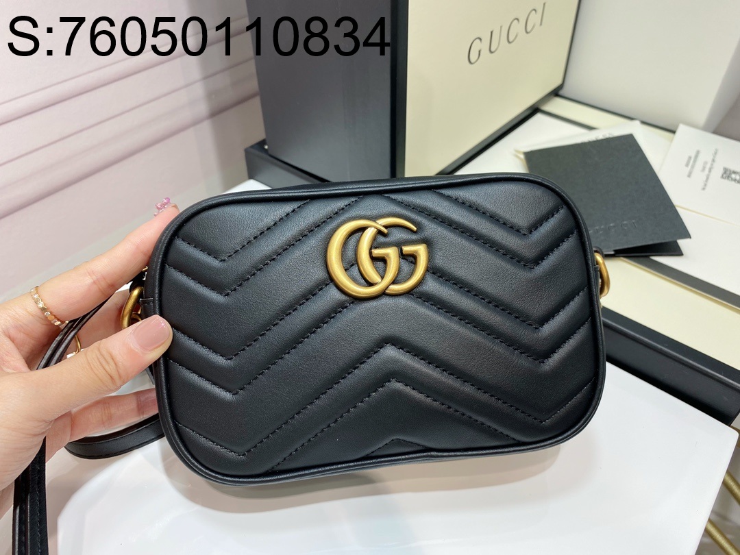 [JHL] 구찌 GG 마몽 집 탑 마들라세 백 448065 18cm 블랙 Gucci