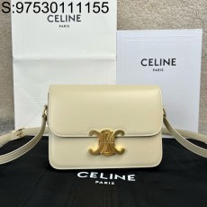 JXG 셀린느 가죽 골드 로고 트리옹프백 스몰 18.5*14*6cm 188423 크림 Celine