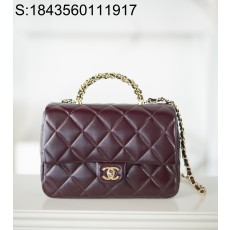 [JD] 샤넬 24B 플랩 체인 탑 핸들백 라지 25*17*8cm 와인 CHANEL